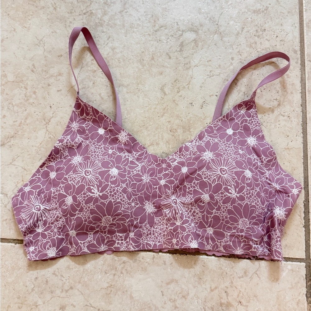 Thalia Sodi Floral Lace-Print Bralette - Dusty Mauve